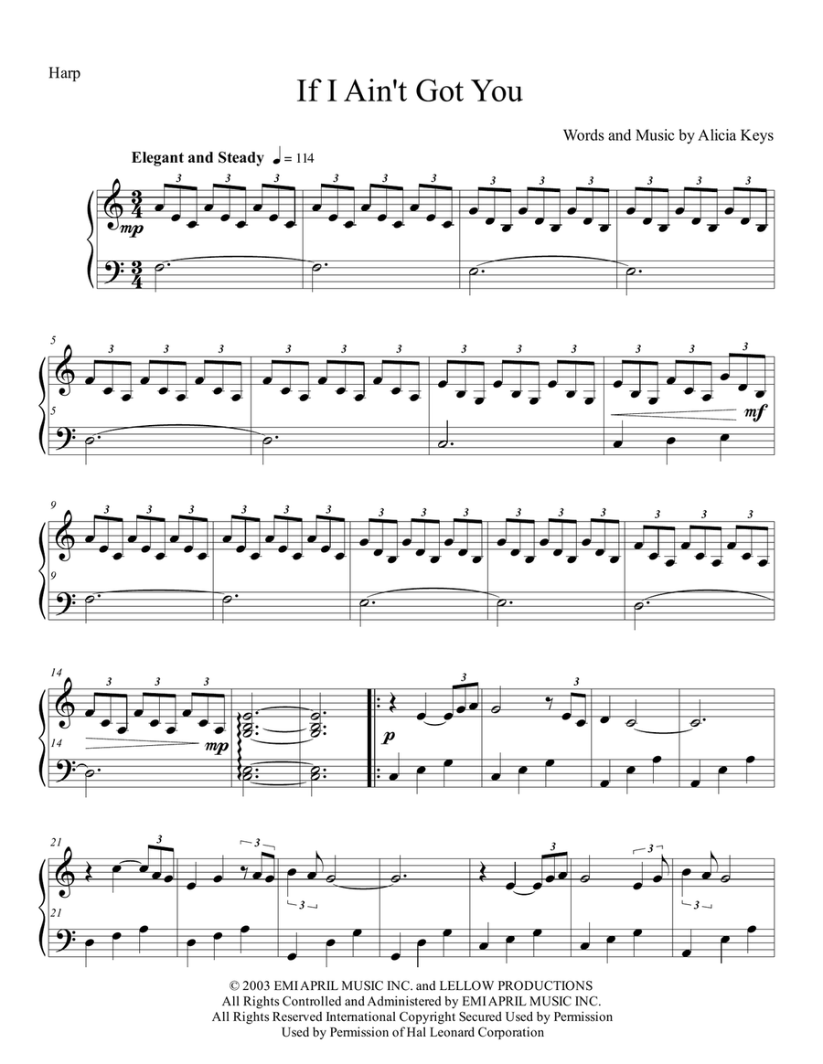 If I Ain't Got You Harp scores gallery preview page 1