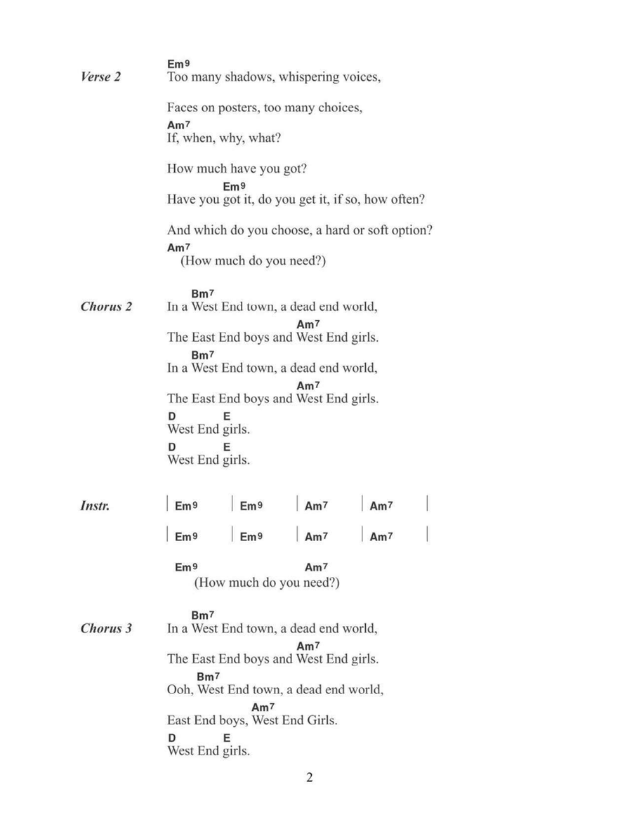 West End Girls Acoustic Guitar scores gallery preview page 2
