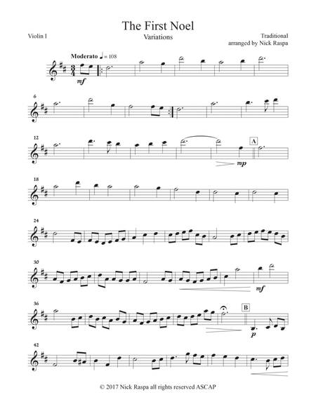 The First Noel (Variations for Full Orchestra) Violin I part