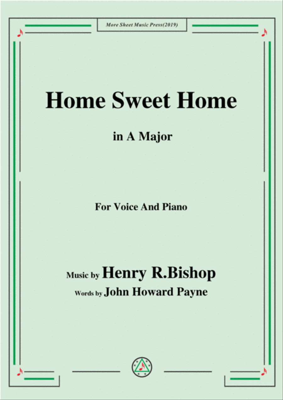 Henry R. Bishop-Home Sweet Home,in A Major,for Voice&Piano Voice scores gallery preview page 1