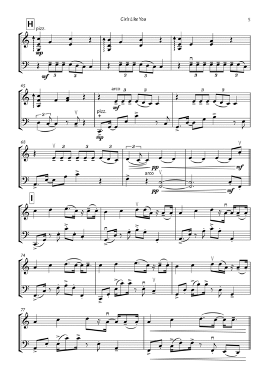 Girls Like You String Duet scores gallery preview page 5