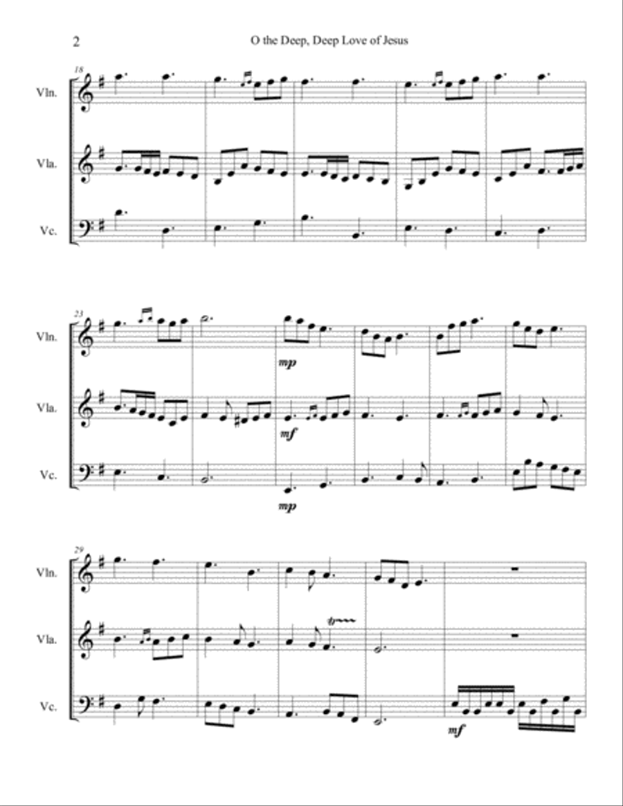 Two Sacred Trios (Oh, the Deep Deep Love of Jesus/It Is Well With My Soul) String Trio scores gallery preview page 3