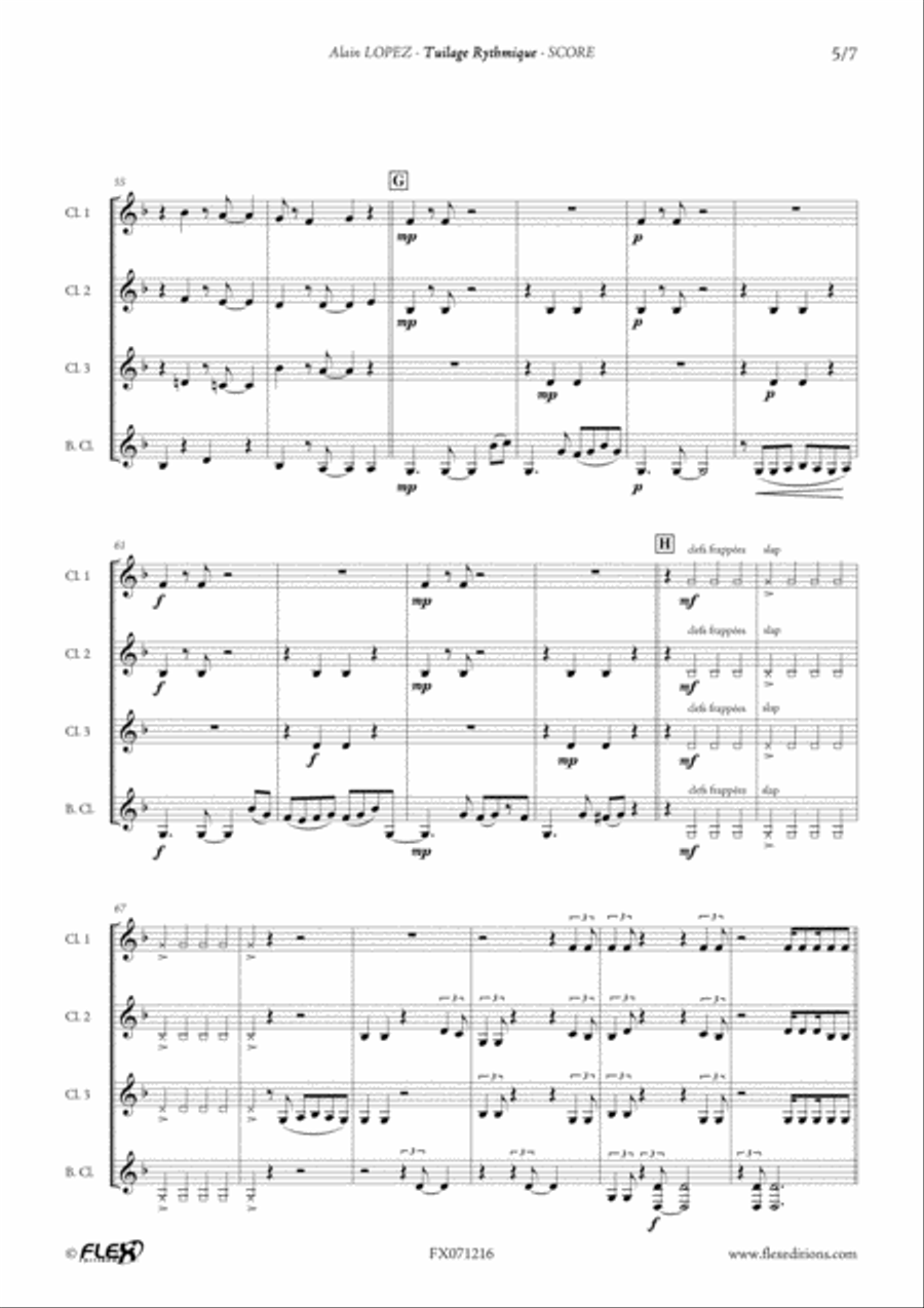 Tuilage Rythmique Clarinet Quartet scores gallery preview page 5