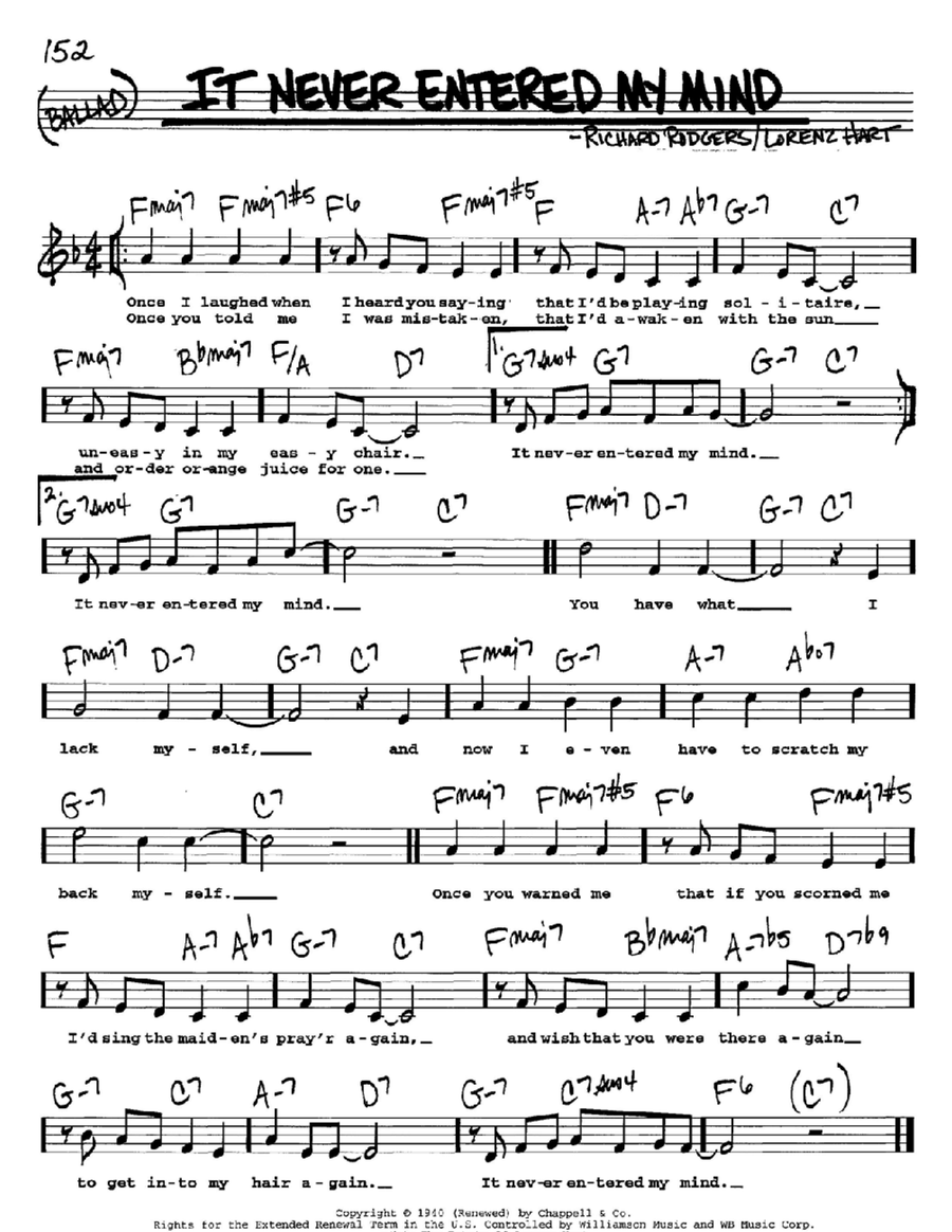 It Never Entered My Mind Voice scores gallery preview page 1