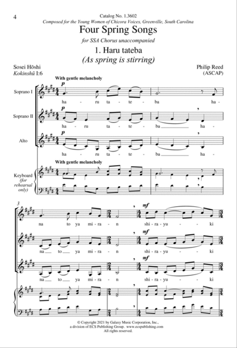 Four Spring Songs SSA scores gallery preview page 3