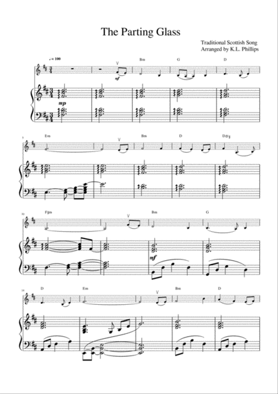 The Parting Glass - Celtic Violin Solo with Piano Accompaniment Violin Solo scores gallery preview page 2