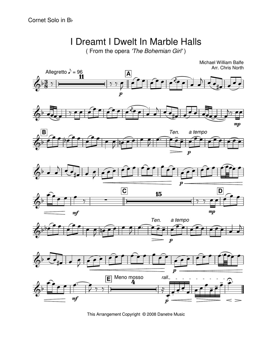 I Dreamt I Dwelt In Marble Halls (Bb Cornet & Piano) Cornet scores gallery preview page 2