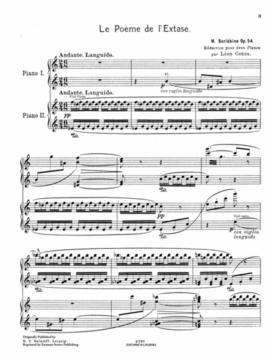 Le poeme de l'extase : pour grand orchestre : op. 54