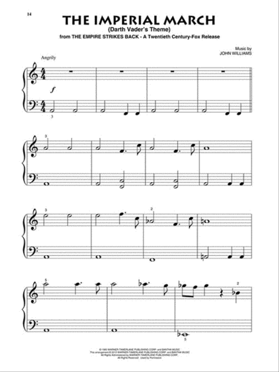 Star Wars for Beginning Piano Solo