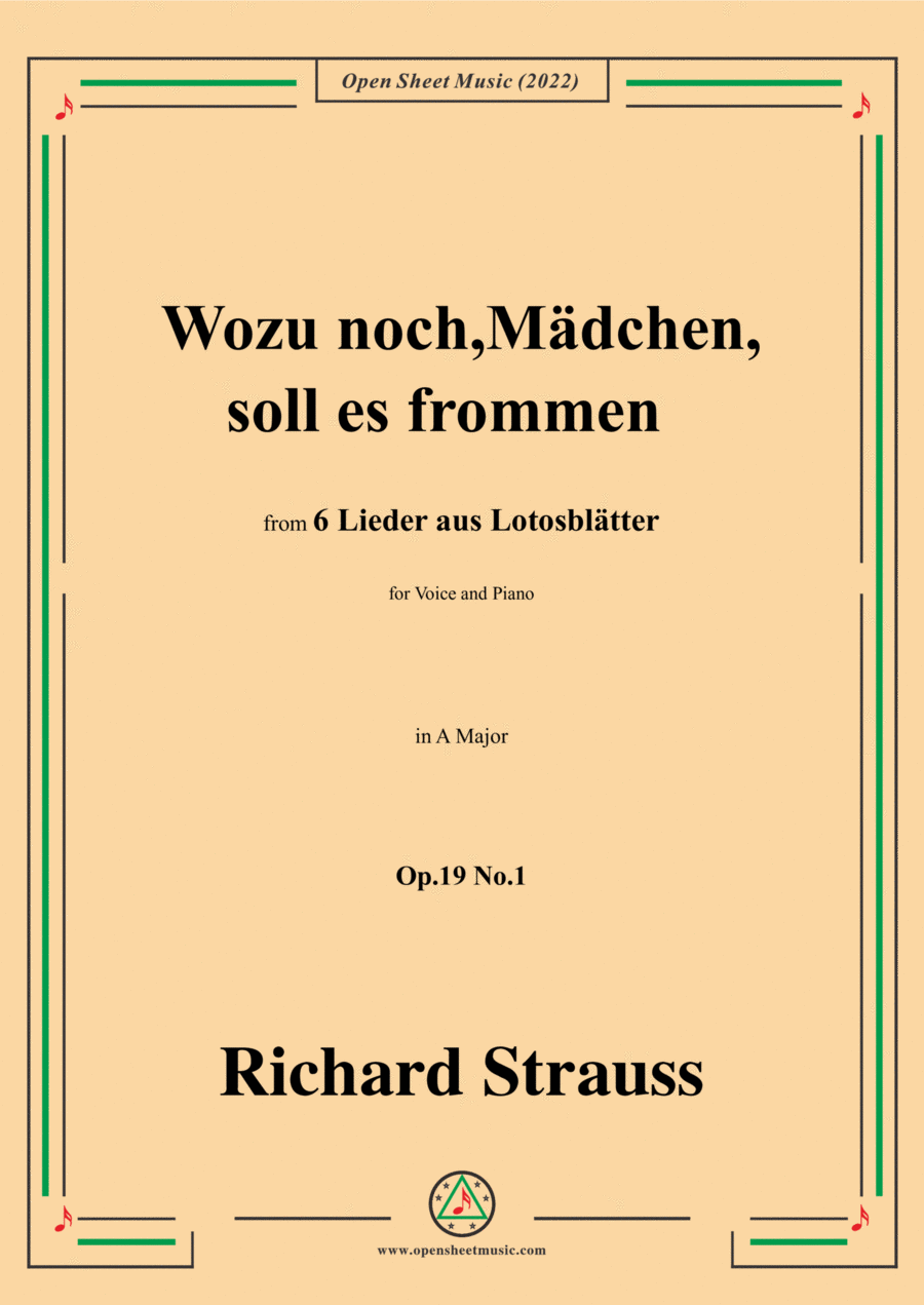 Richard Strauss-Wozu noch,Mädchen,soll es frommen,in A Major Voice scores gallery preview page 1