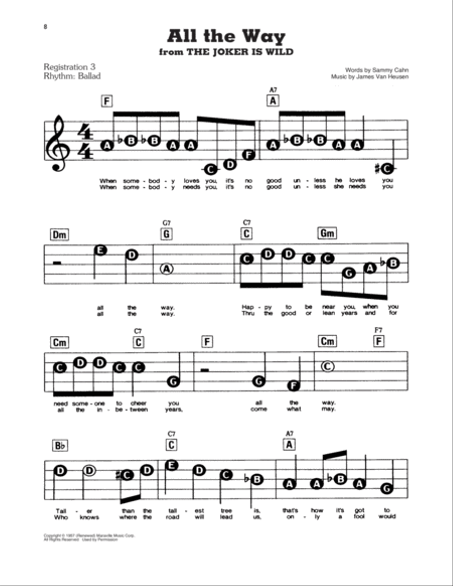 All The Way Electronic Keyboard scores gallery preview page 1