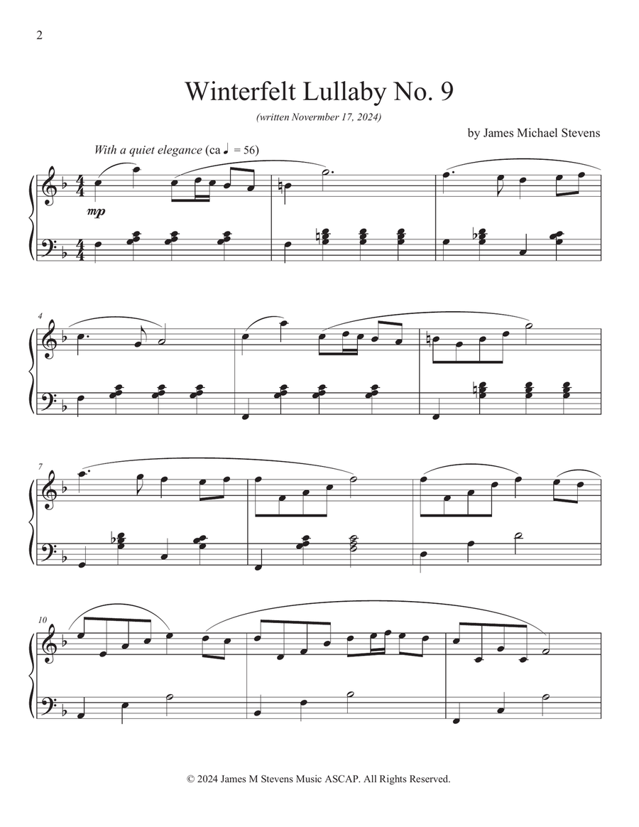 Winterfelt Lullaby No. 9 Winterfelt Lullaby No. 9 Piano Solo scores gallery preview page 2
