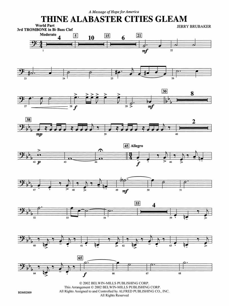 Thine Alabaster Cities Gleam (A Message of Hope for America): (World Part) 3rd B-flat Trombone B.C.