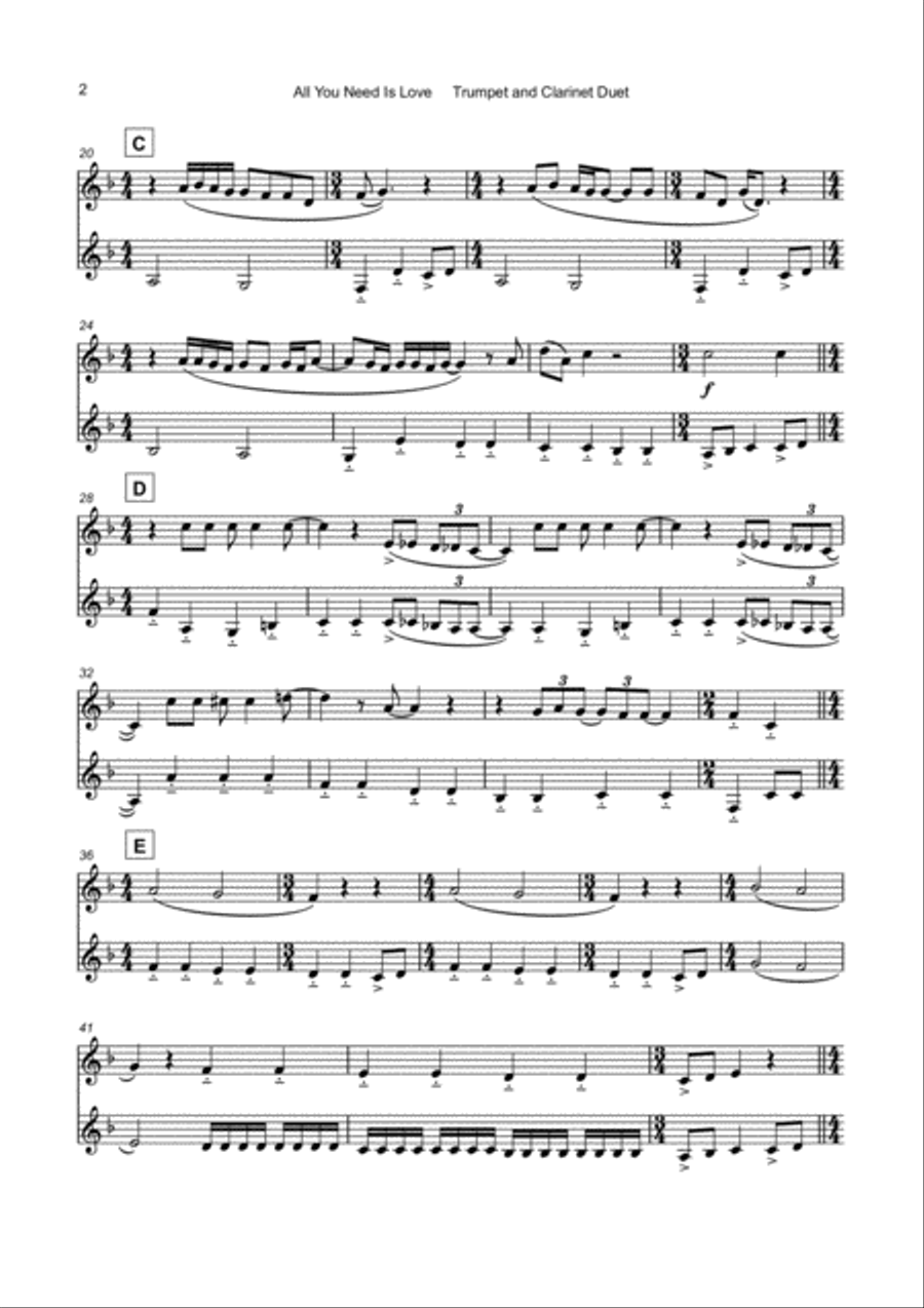 All You Need Is Love Clarinet scores gallery preview page 3