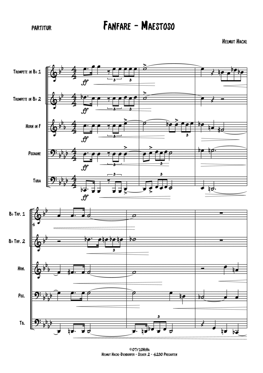 Fanfare Maestoso Brass Ensemble scores gallery preview page 1