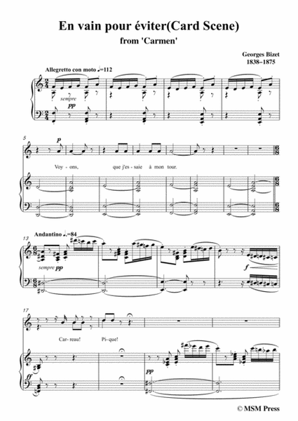 Bizet-En vain pour éviter(Card Scene),from 'Carmen',in a minor,for Voice and Piano image number null