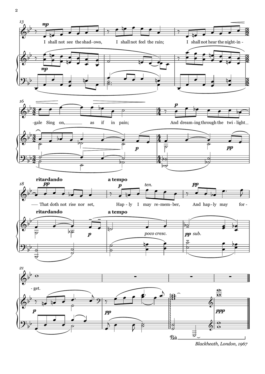 When I am dead, my dearest (high or low voice and piano) Piano, Vocal scores gallery preview page 3