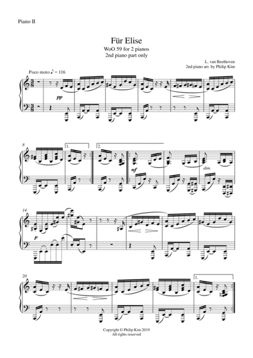 Für Elise for 2 pianos by Beethoven (2nd piano part only) image number null