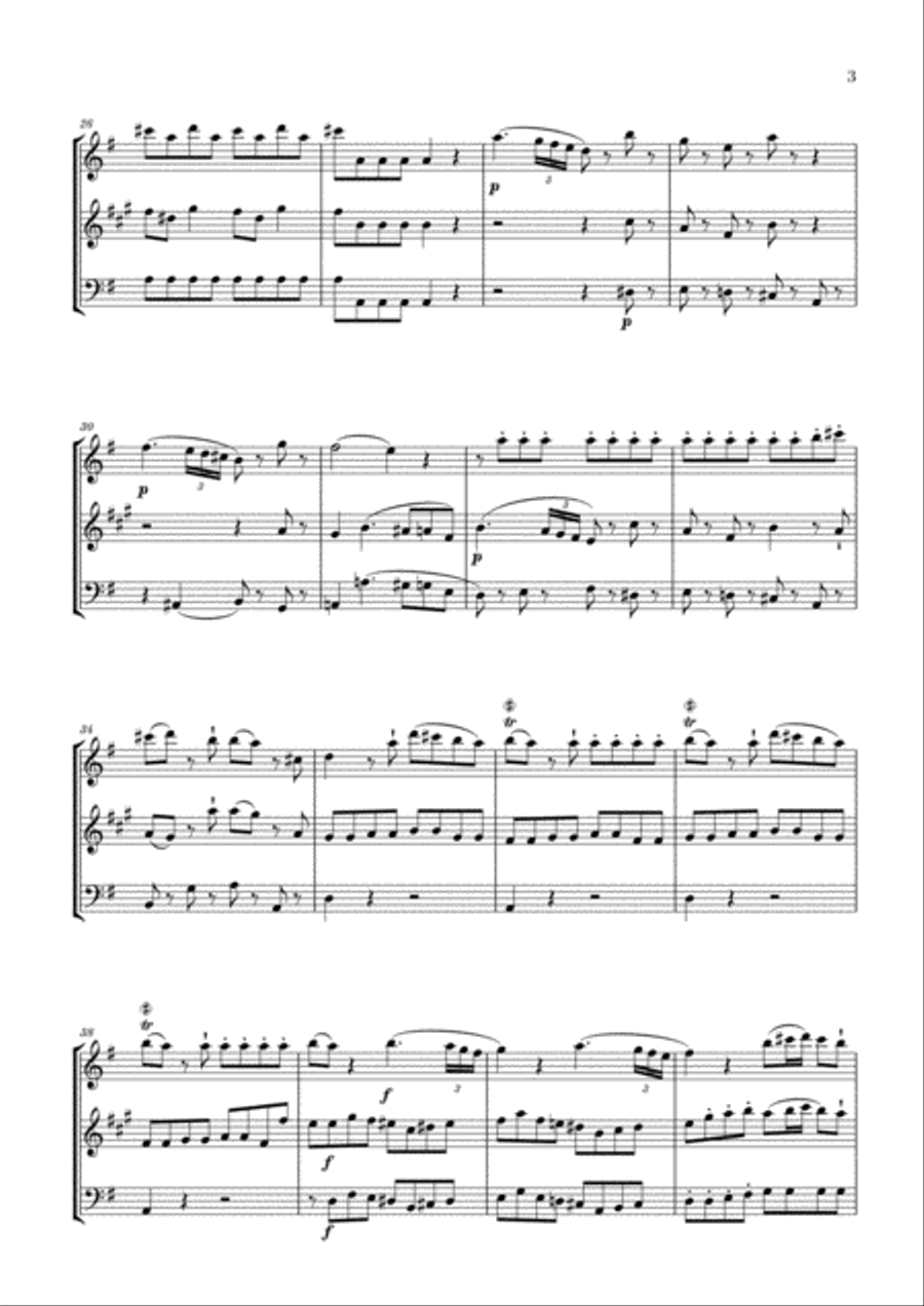 Eine Kleine Nachtmusik for Oboe, Clarinet and Bassoon Woodwind Ensemble scores gallery preview page 3