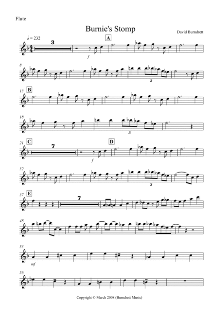 Burnie's Stomp for Wind Quintet Woodwind Quartet scores gallery preview page 4