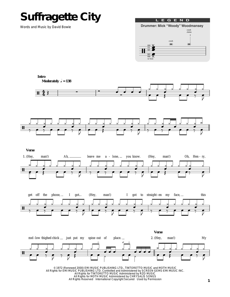 Suffragette City Drum Set scores gallery preview page 1