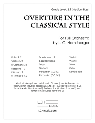 Book cover for Overture in the Classical Style (Grade 2.5 Medium Easy)