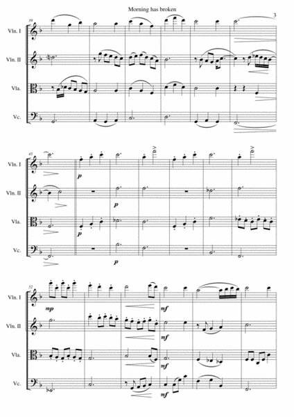 Variations on Morning has broken (Bunessan) for string quartet image number null