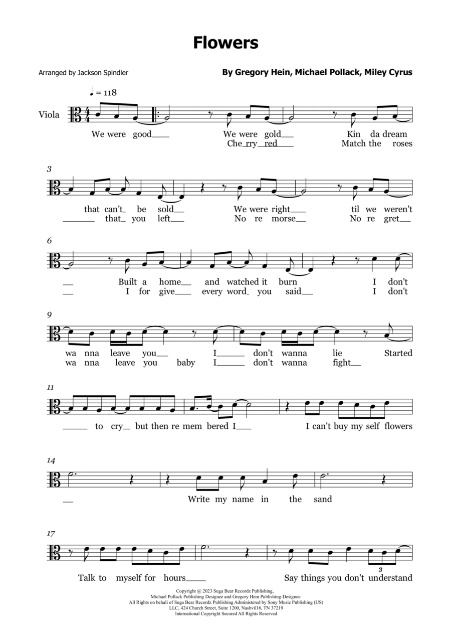 Flowers Viola Solo scores gallery preview page 1