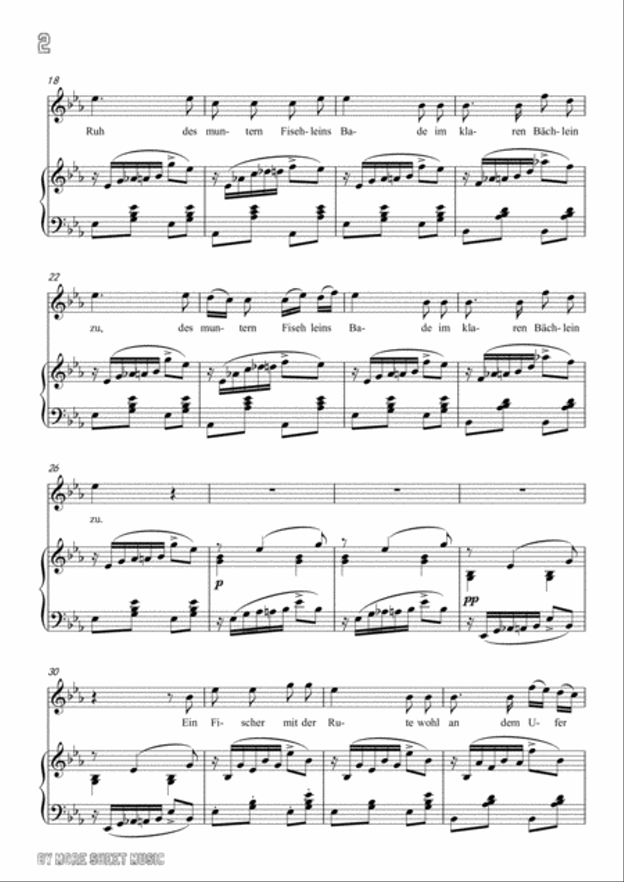 Schubert-Die Forelle in E flat Major,for voice and piano Voice Solo scores gallery preview page 4