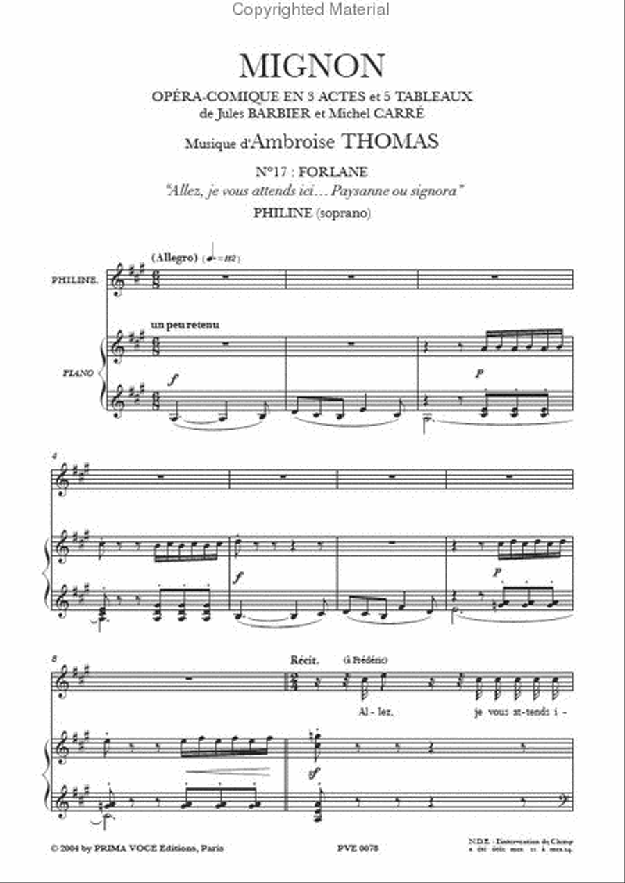 Allez, je vous attends ici... Paysanne ou signora from Mignon Soprano Voice scores gallery preview page 2