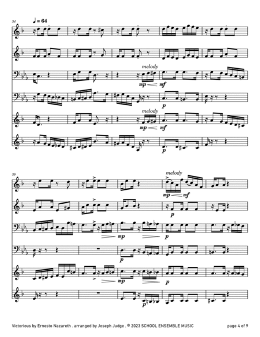 Victorious by Nazareth for Brass Quartet in Schools Brass Quartet scores gallery preview page 4