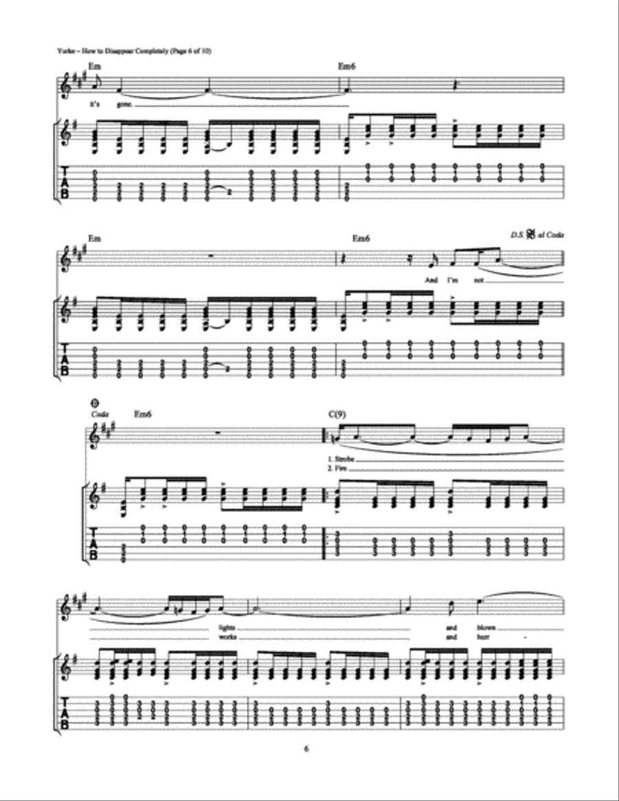 How to Disappear Completely Electric Guitar scores gallery preview page 6