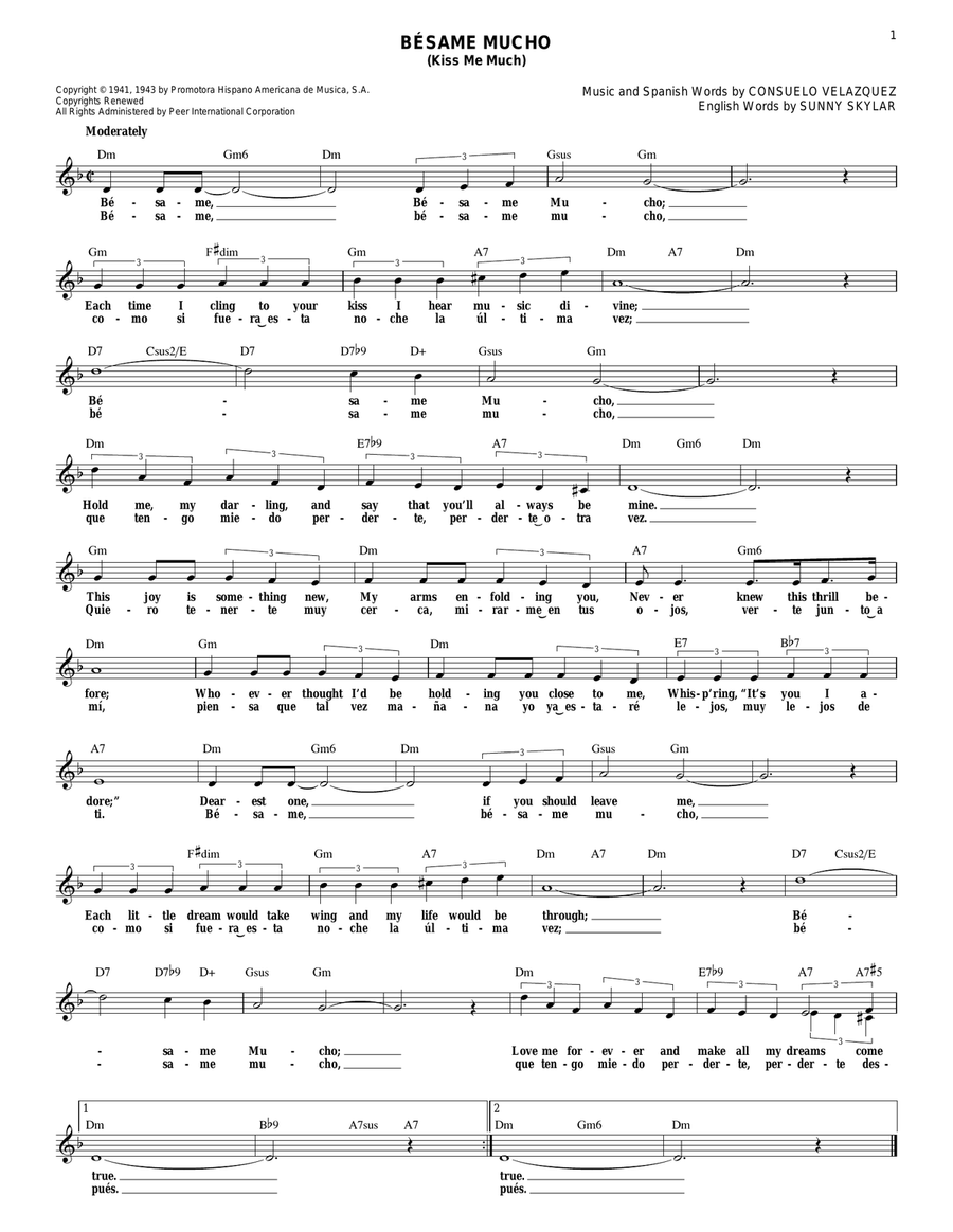Besame Mucho (Kiss Me Much) Guitar scores gallery preview page 1