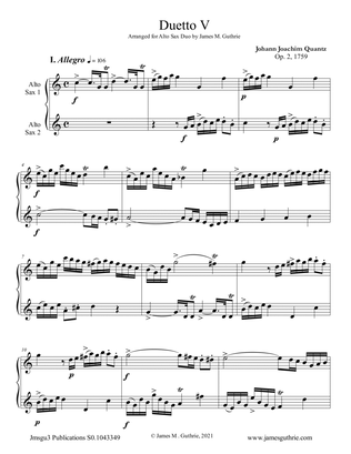 Quantz: Duetto Op. 2 No. 5 for Alto Sax Duo