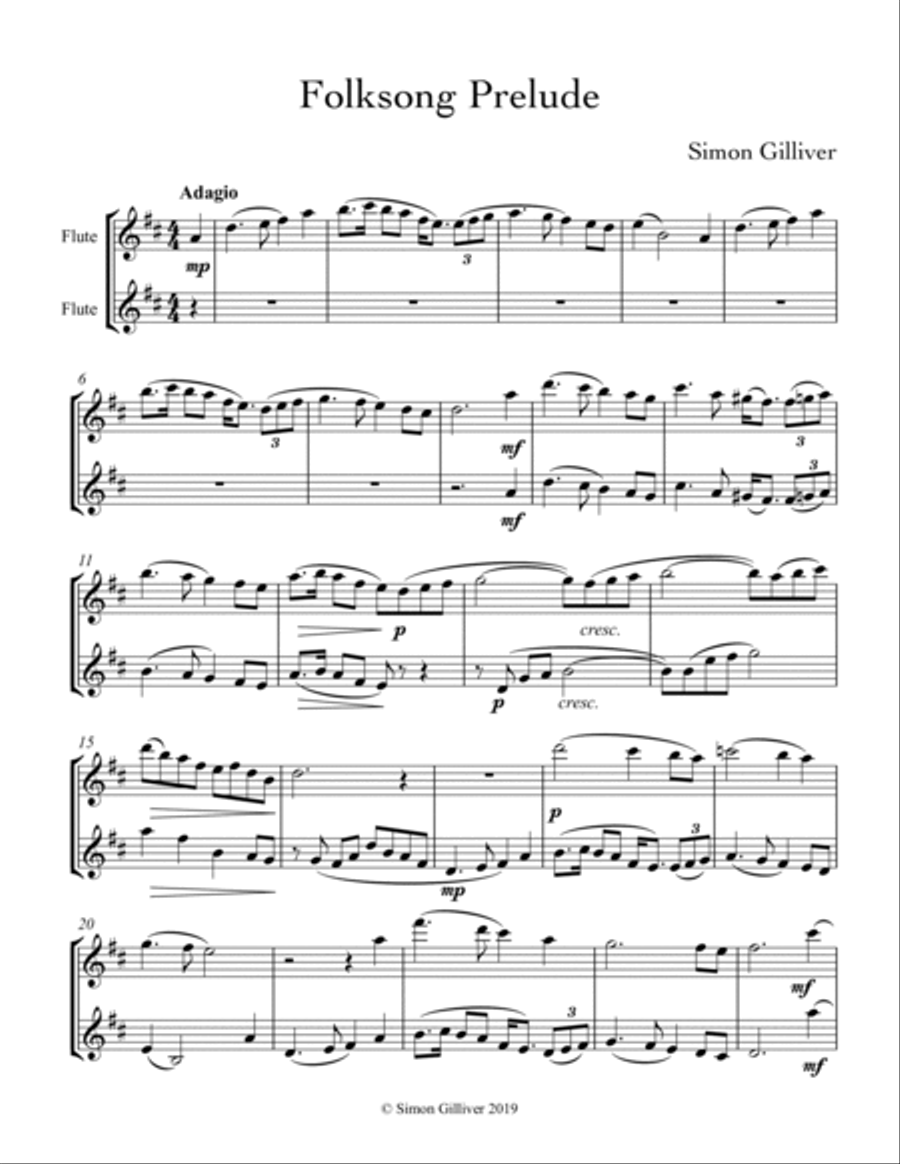 Folksong Prelude Folksong Prelude Flute Duet scores gallery preview page 2