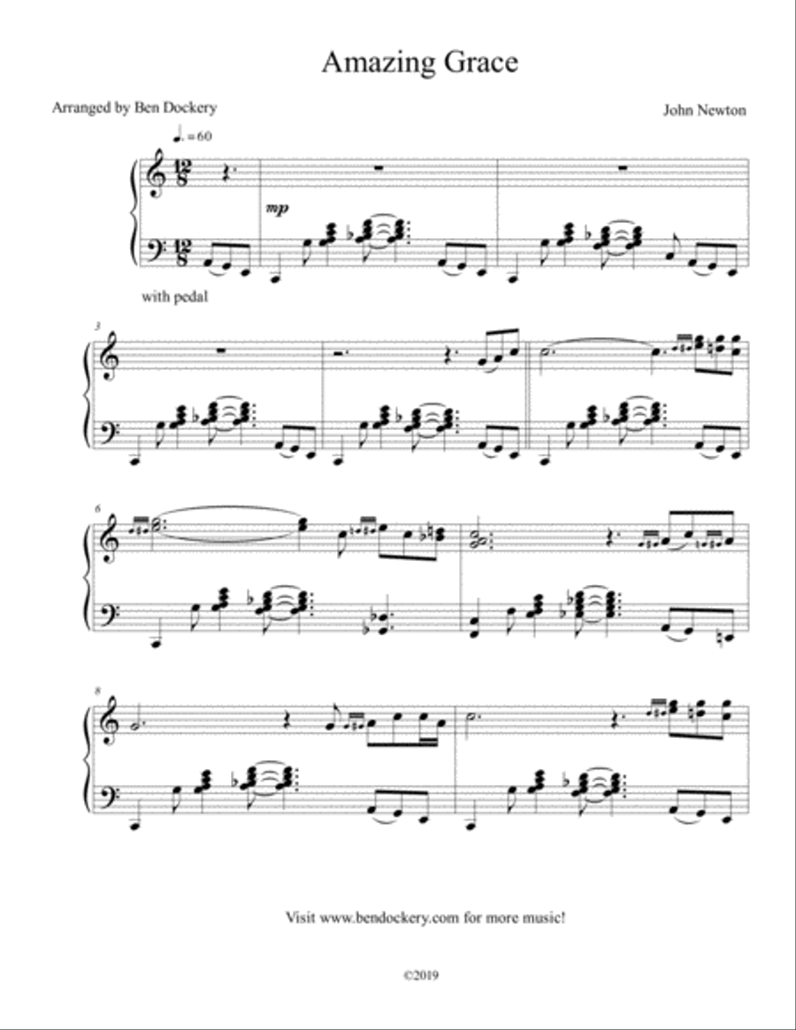 Amazing Grace Amazing Grace Piano Solo scores gallery preview page 1