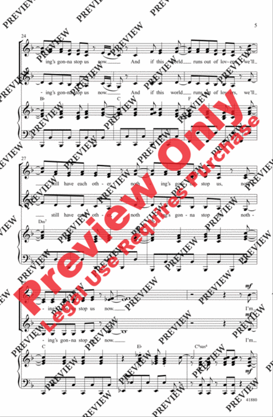 Nothing's Gonna Stop Us Now Women's Choir scores gallery preview page 5