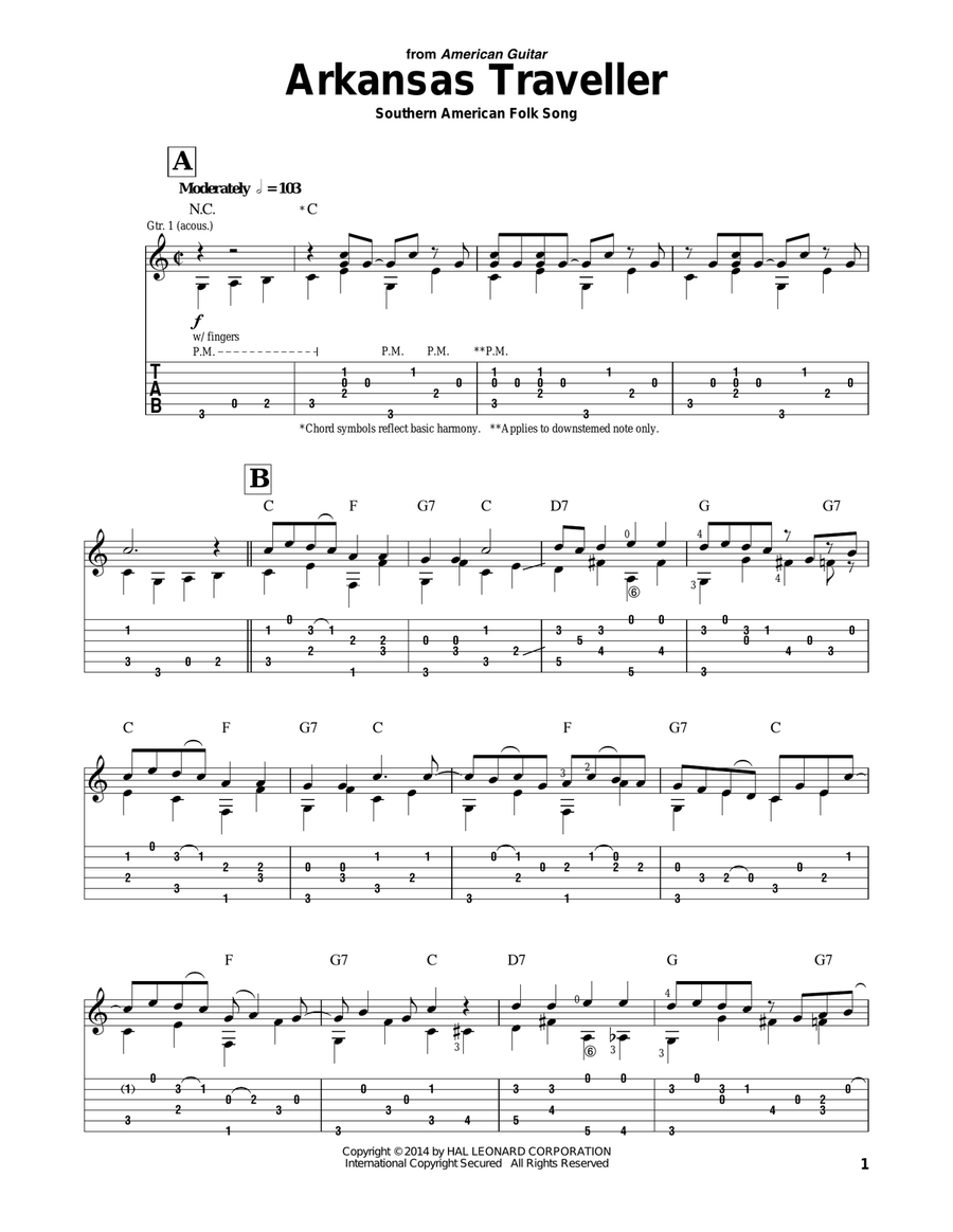 Arkansas Traveler Arkansas Traveler Acoustic Guitar scores gallery preview page 1