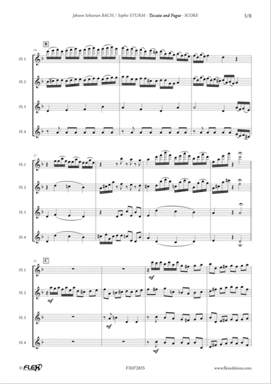 Toccata and Fugue Toccata and Fugue Flute Quartet scores gallery preview page 3