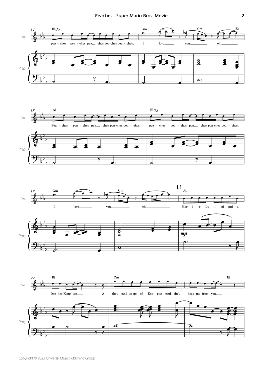 Peaches Piano, Vocal scores gallery preview page 4