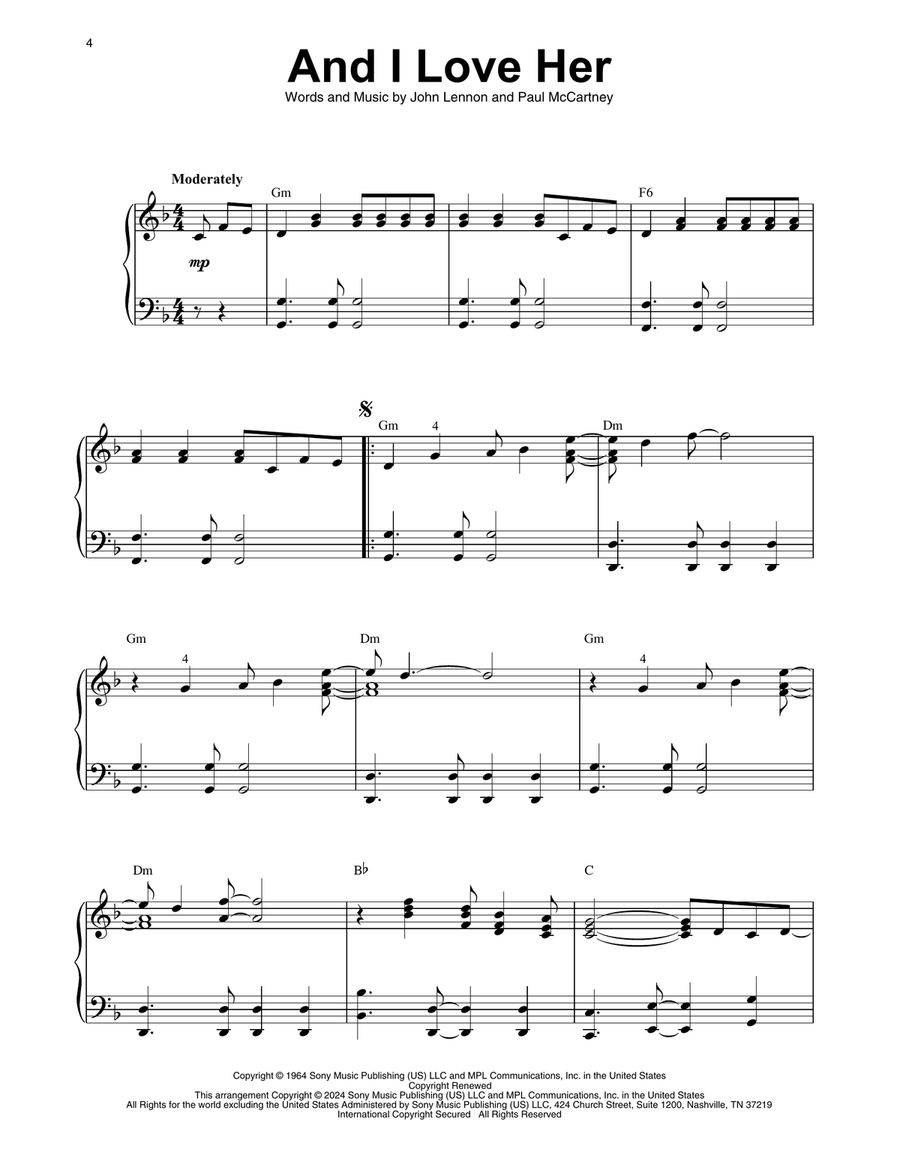 And I Love Her Harp scores gallery preview page 1