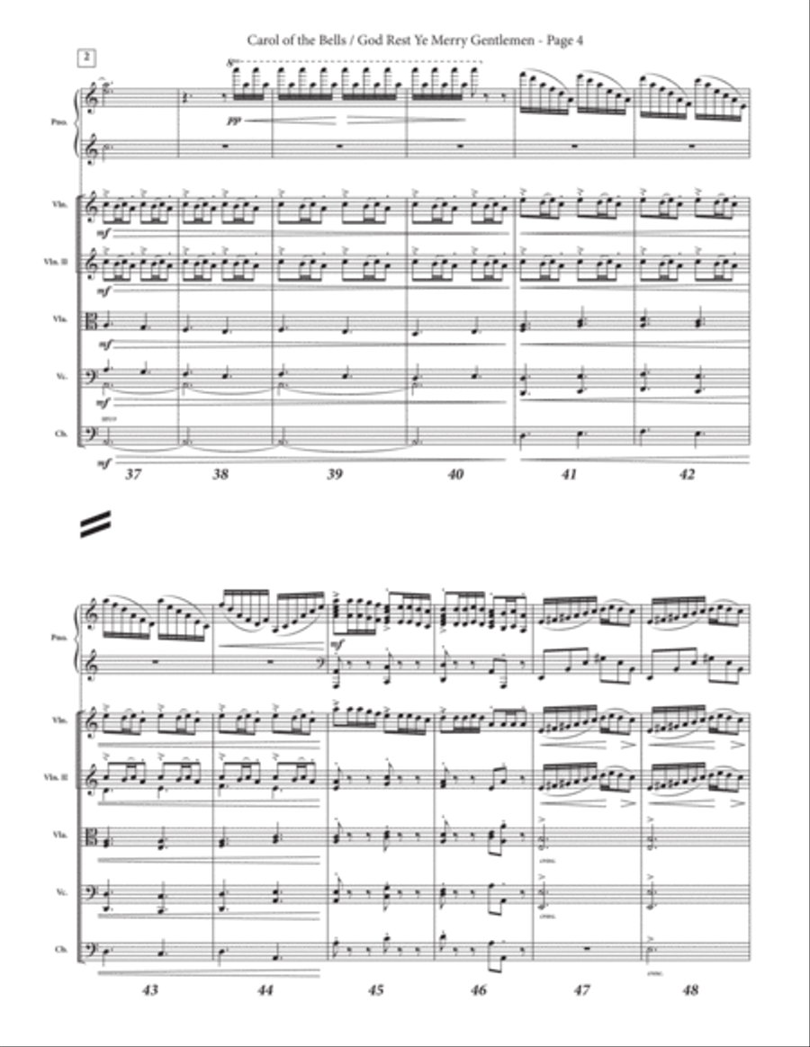 Carol of the Bells / God Rest Ye Merry Gentlemen - Piano & String Orchestra String Orchestra scores gallery preview page 6