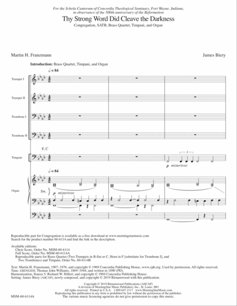 Thy Strong Word Did Cleave the Darkness Choir scores gallery preview page 1