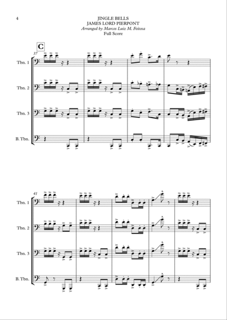 Jingle Bells - Trombone Quartet Trombone Quartet scores gallery preview page 6