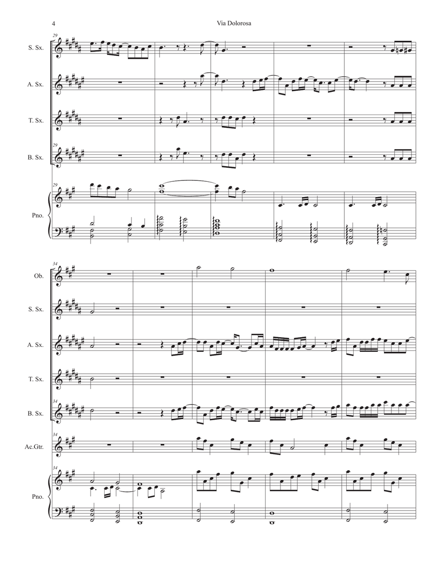 Via Dolorosa Saxophone Quartet scores gallery preview page 4