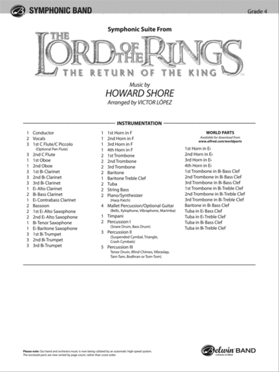 The Lord of the Rings: The Return of the King, Symphonic Suite from Concert Band scores gallery preview page 2