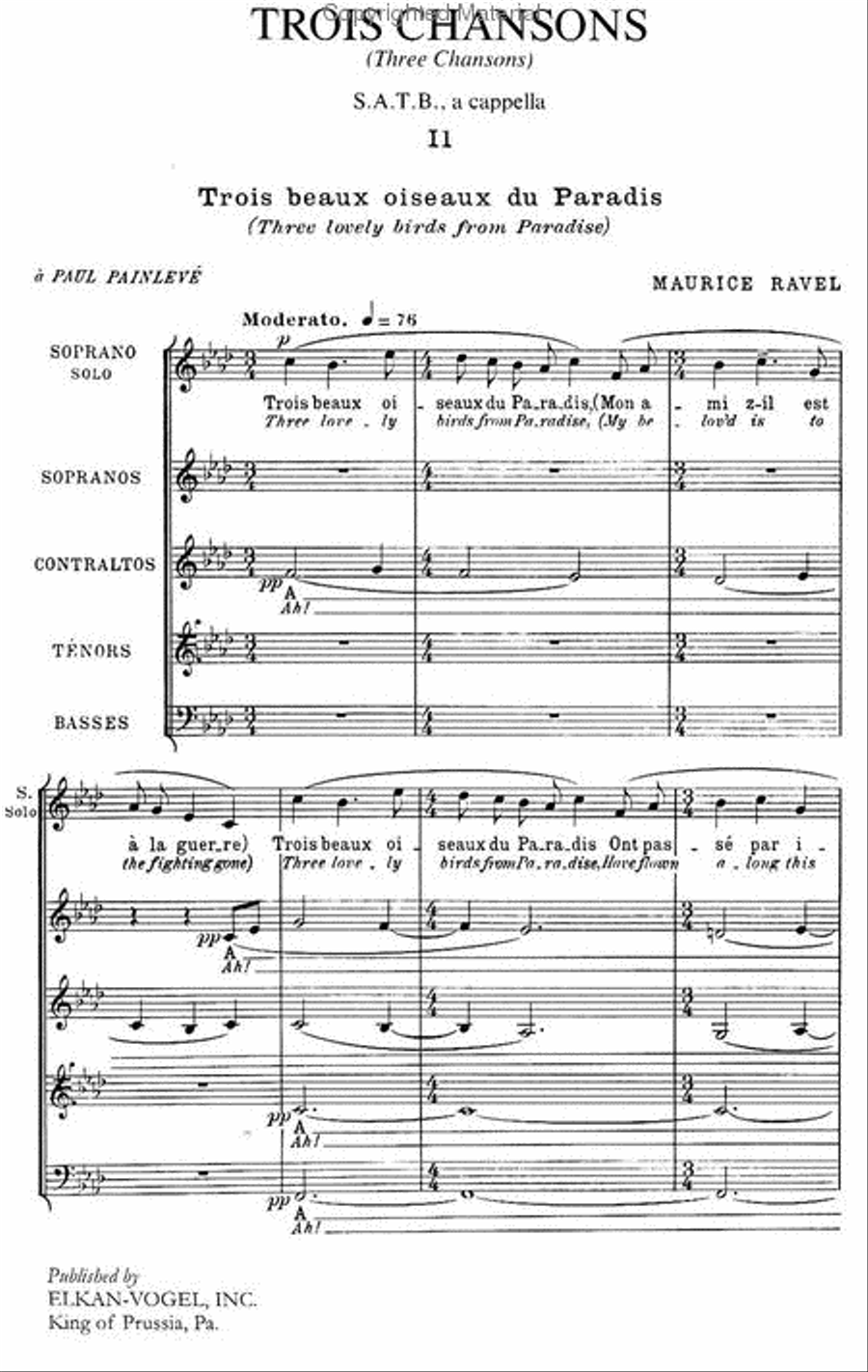 Trois Chansons 4-Part scores gallery preview page 2