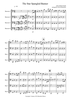 The Star Spangled Banner for Bassoon Quartet
