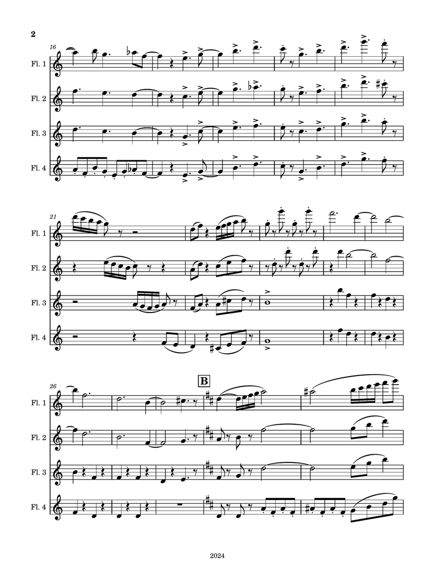 Four Butterflies on the Lawn Woodwind Quartet scores gallery preview page 2