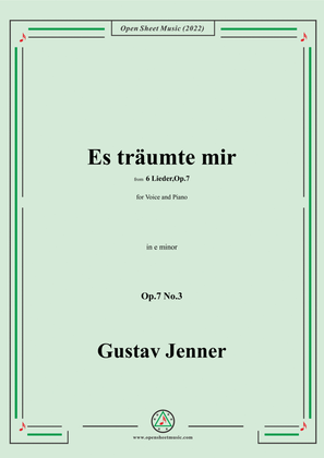 Jenner-Es träumte mir,in e minor,Op.7 No.3